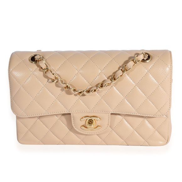 Chanel Beige Quilted Caviar Small Classic Double Flap - Picture 1 of 7